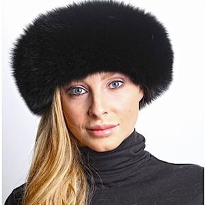 Saks Fifth Avenue Fox Fur Headband/Collar black